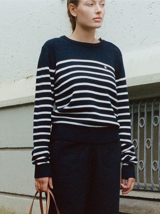 KRONE STRIPE KNIT [NAVY IVORY]