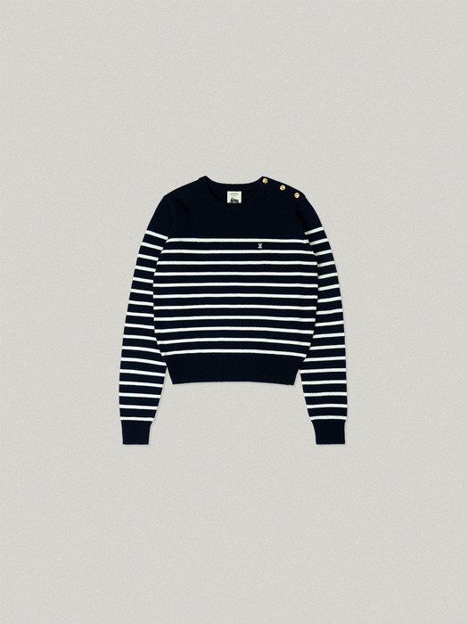 KRONE STRIPE KNIT [NAVY IVORY]