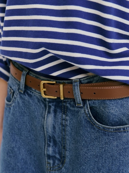 square buckle leather belt (25mm) - brown