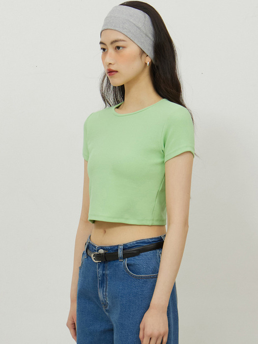ESSENTIAL RIBBED CROP TOP MINT GREEN