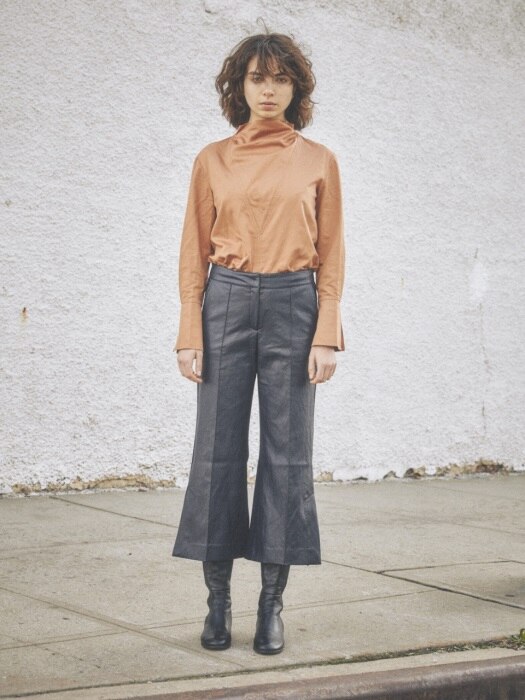 leather patched flare pants
