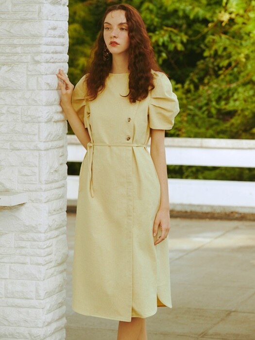 [EXCLUSIVE]PUFF SLEEVE DRESS (yellow)