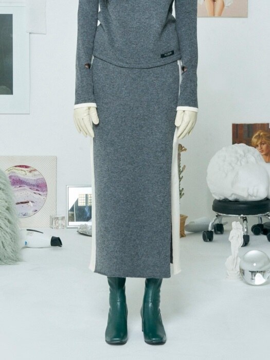 COLORATION KNIT SKIRT [GREY]