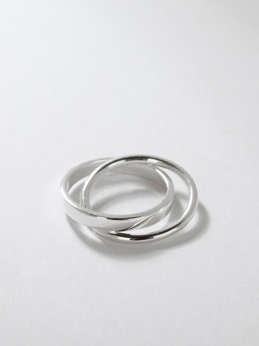TWO LINE LAYERED SILVER RING (SILVER)