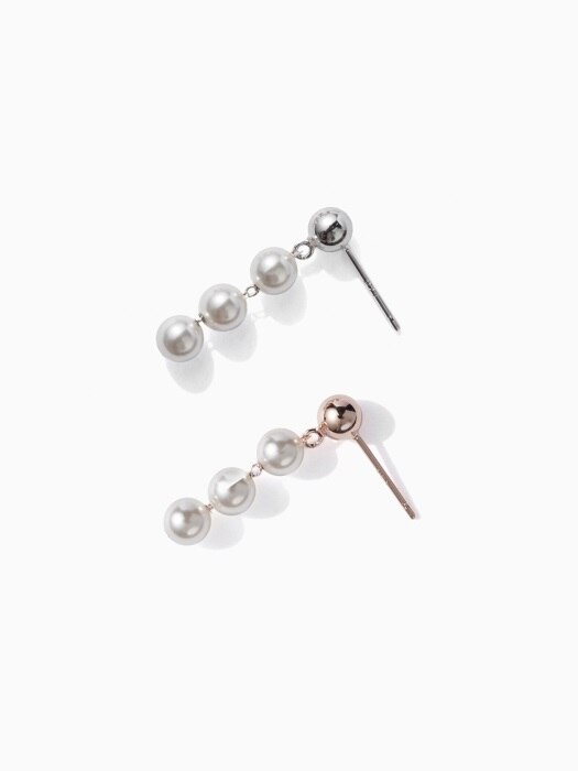 triple pearl `drop` earring