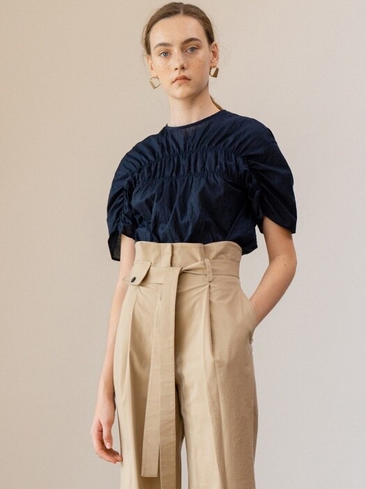 SS19 Shirring Blouse Navy