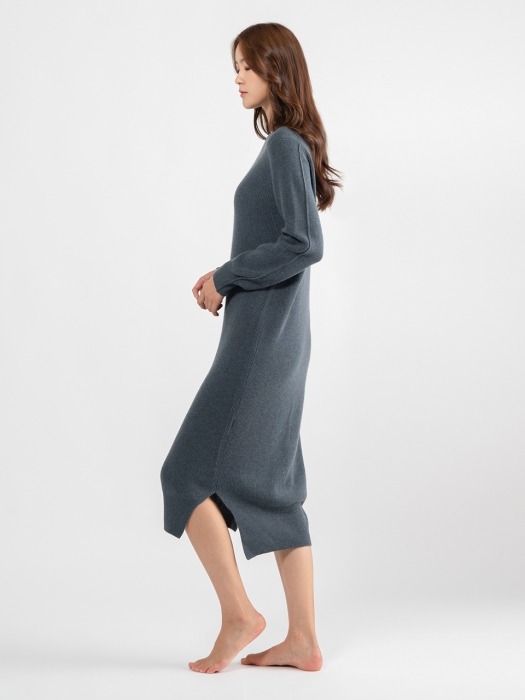 Cashmere Long Dress - Green Grey