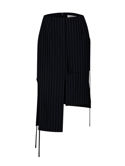 19SS DRAW STRING LAYERED COTTON SKIRT (NAVY STRIPE)