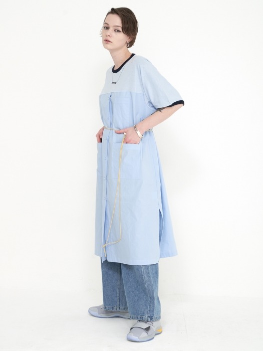NECKLACE 롱 셔츠 드레스/블루