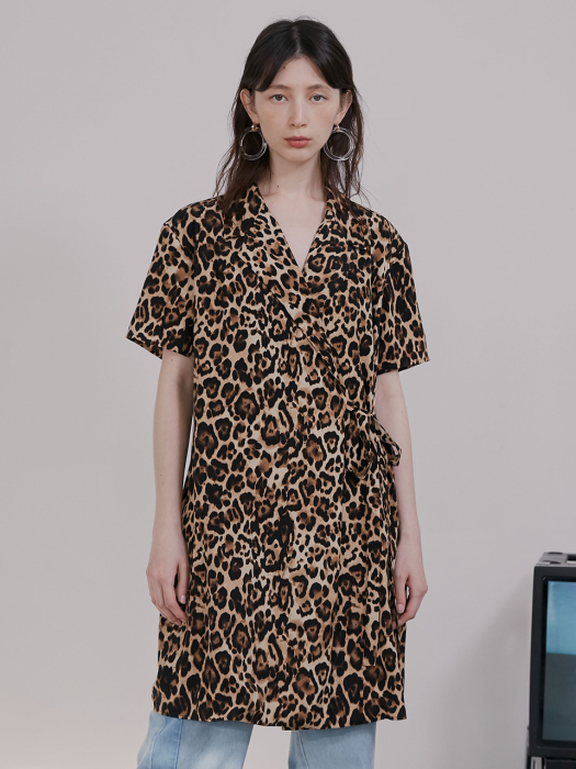 R LEOPARD WRAP DRESS