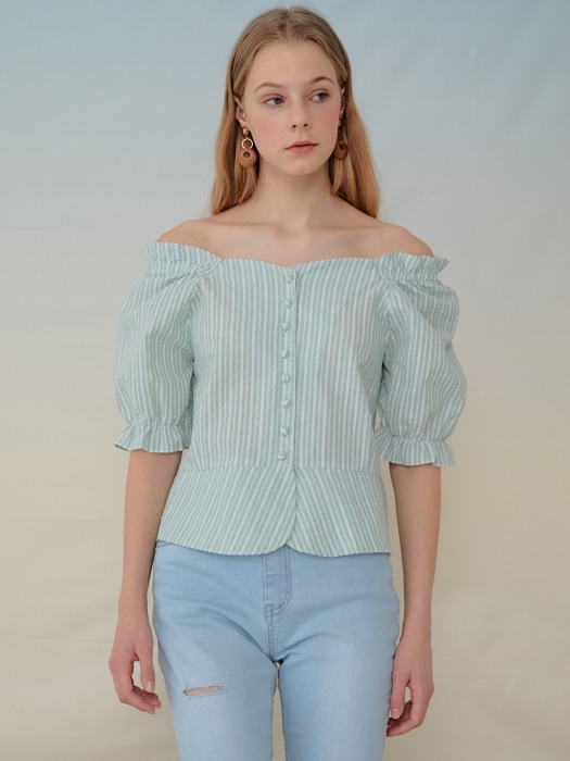 monts932 shoulder band two-way blouse (mint)