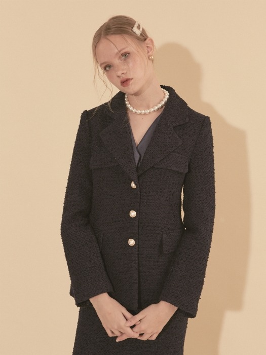 Classic Tweed Jacket_ Navy