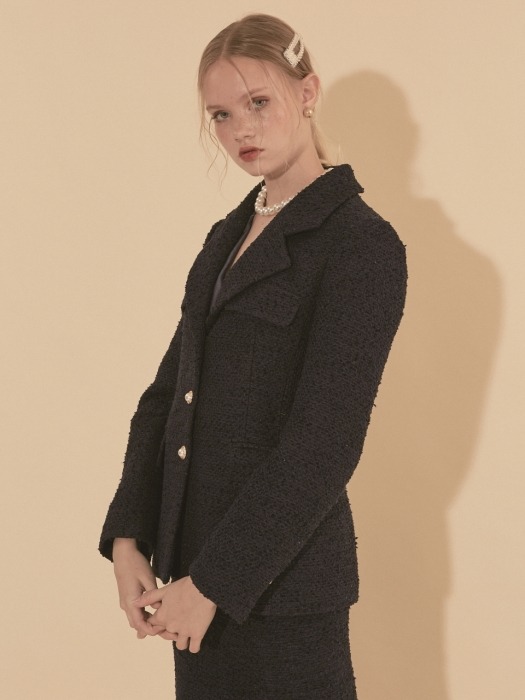 Classic Tweed Jacket_ Navy