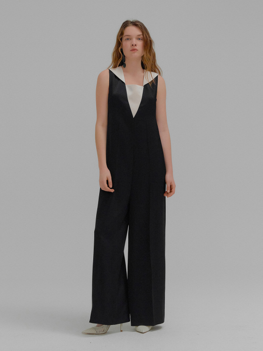 MISTY Black Jumpsuit with Detachable Sailor Collar