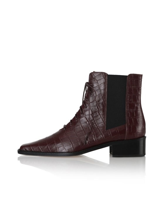Gia lace-up boots / 20RS-B550 Burgundy croc