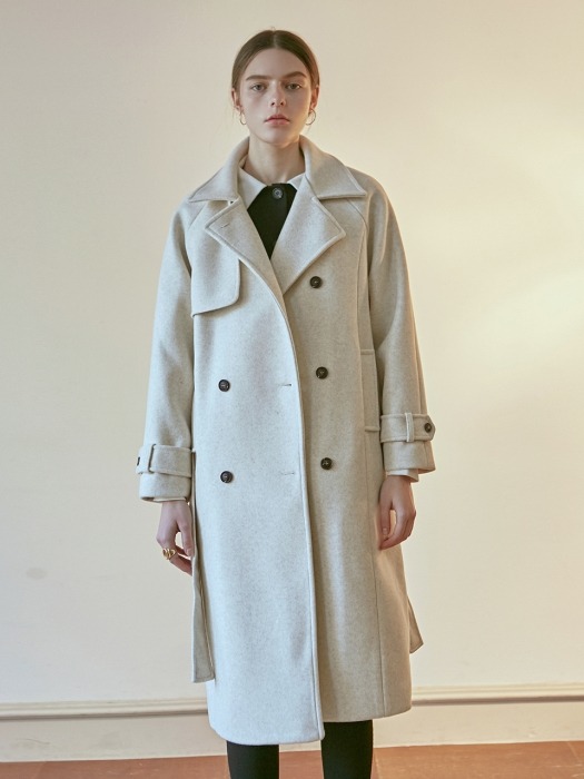 HONEY TRENCH DOUBLE COAT_OATMEAL