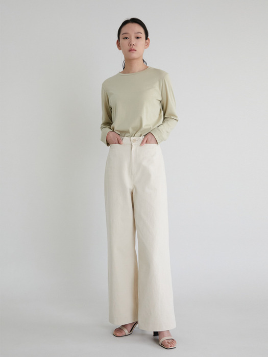 20S WIDE COTTON PANTS (IVORY)