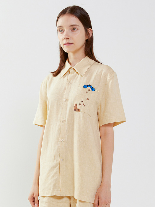 [SM20 SV X Sesame Street] Linen mixed Shirts(Ivory)