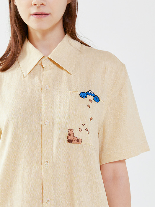 [SM20 SV X Sesame Street] Linen mixed Shirts(Ivory)