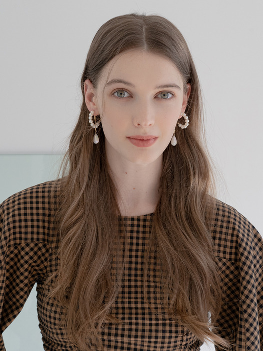 [SET]Beaute pearl ring earrings+Dion half ring earrings