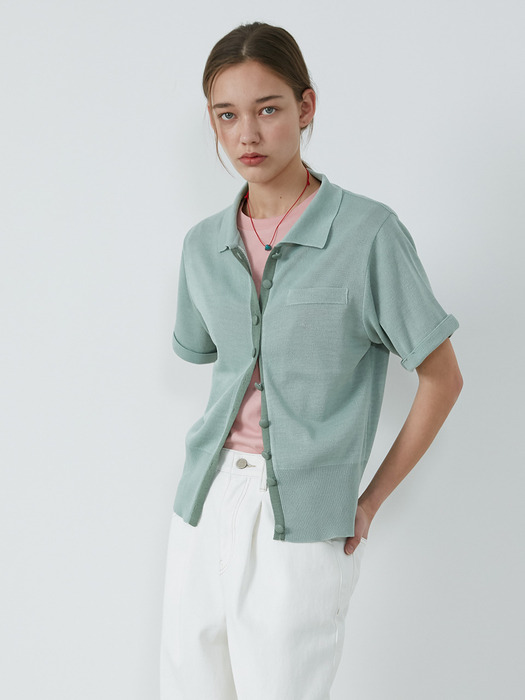 BUTTON PULL OVER KNIT - MINT