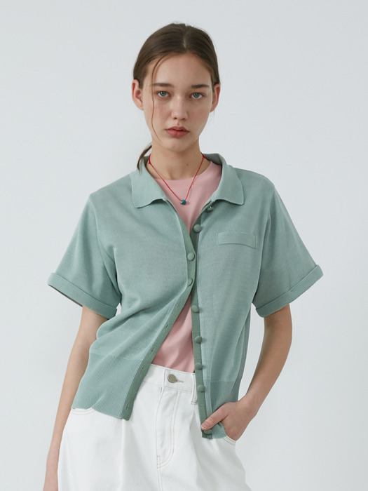 BUTTON PULL OVER KNIT - MINT