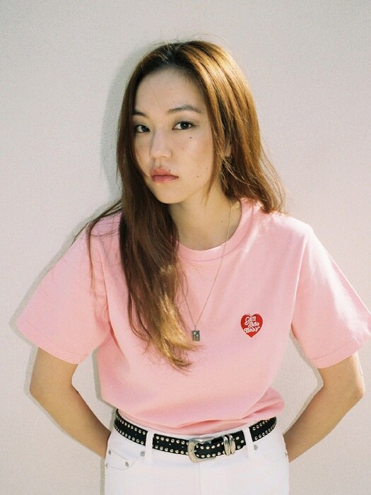Heart Embroidery Tee (Pink)