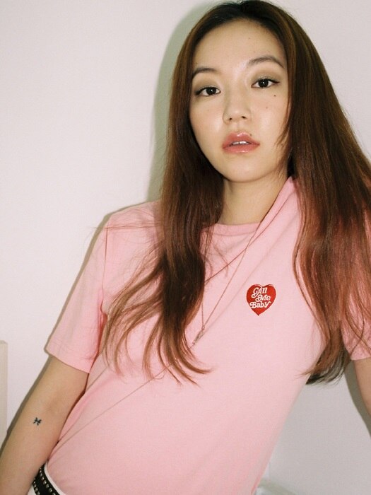 Heart Embroidery Tee (Pink)