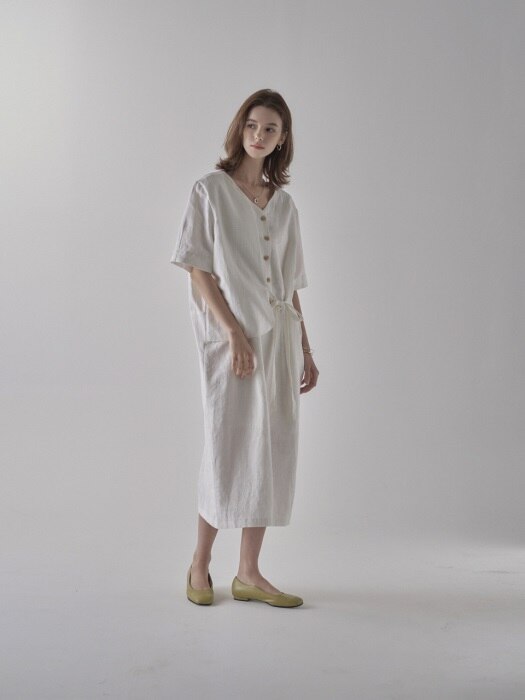 LINEN WRAP ONE PIECE [IVORY]