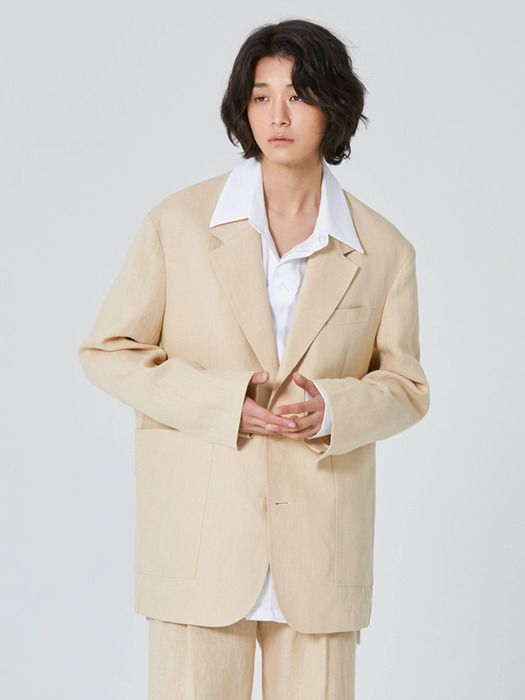 ORSHA Linen Single Jacket_Beige (Set-up)