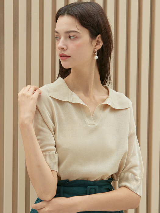 iuw723 loosefit collar knit (beige)