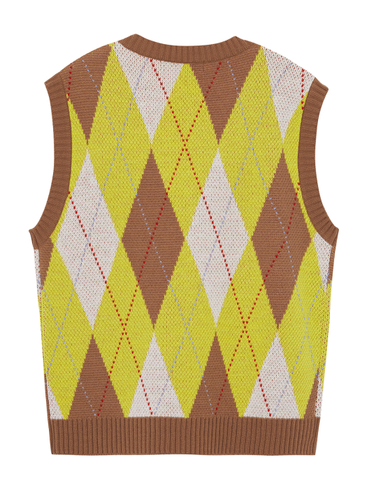 Argyle Knit Vest in Brown_VK0AV2330