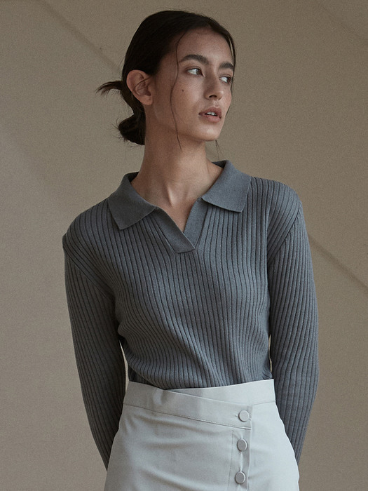 418 rayon collar knit (ash gray)