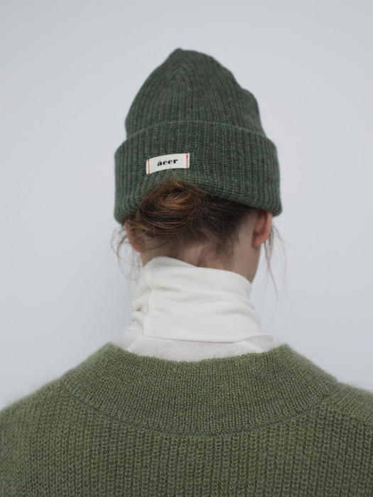 Beanie Logo Lambs Olive Khaky