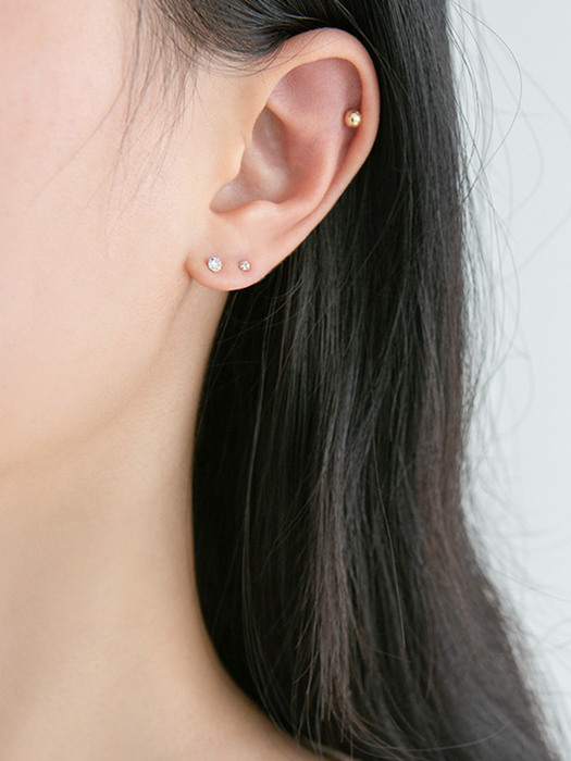 14k gold simple CZ earrings (14k 골드)
