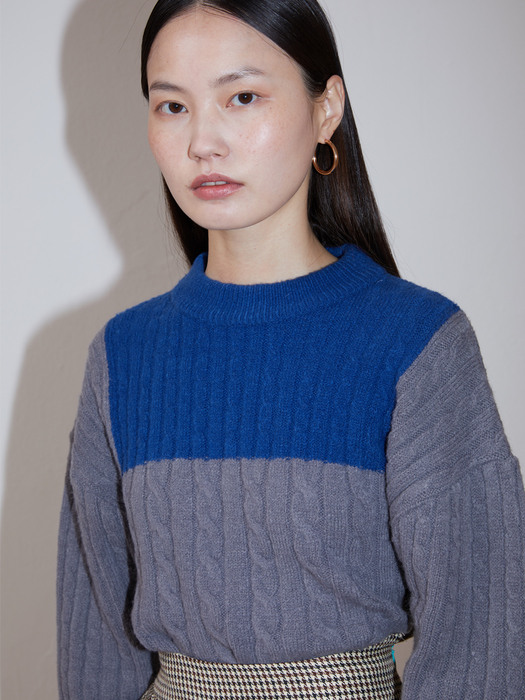 Square wool knit - gray
