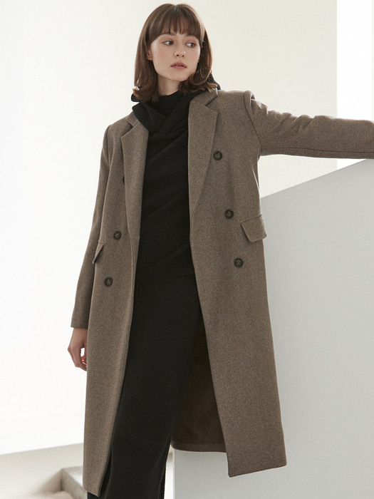 [By Joorti] J589 wool double long coat (brown)
