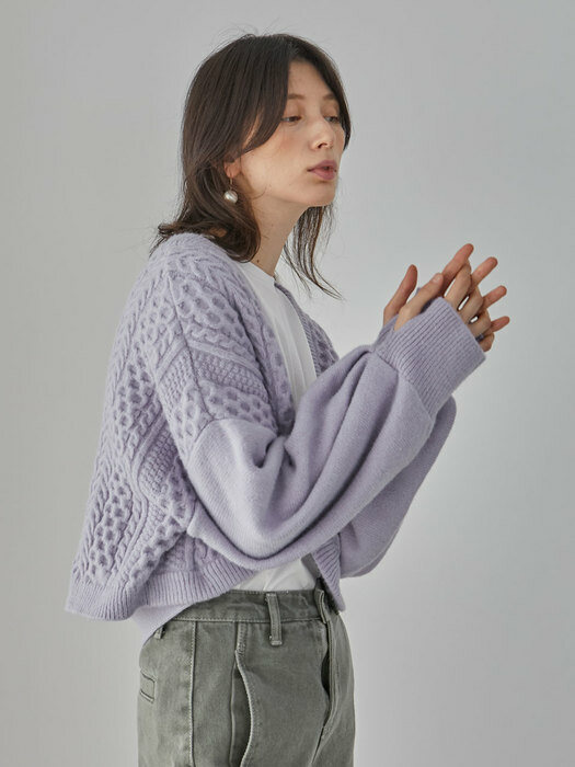 Maty Cable Cardigan_Purple