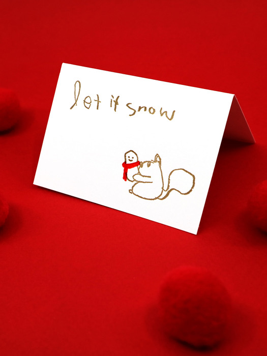 다정한 다람쥐 크리스마스 레터프레스 미니카드
