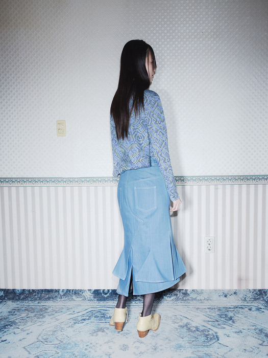 BLUE DENIM LAYERED SKIRT