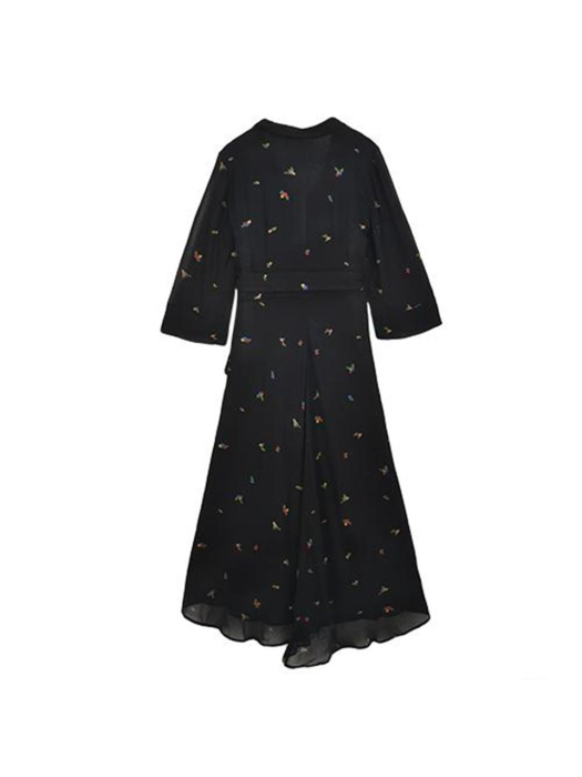 SS21_Printed Georgette Wrap Dress_099 BLACK