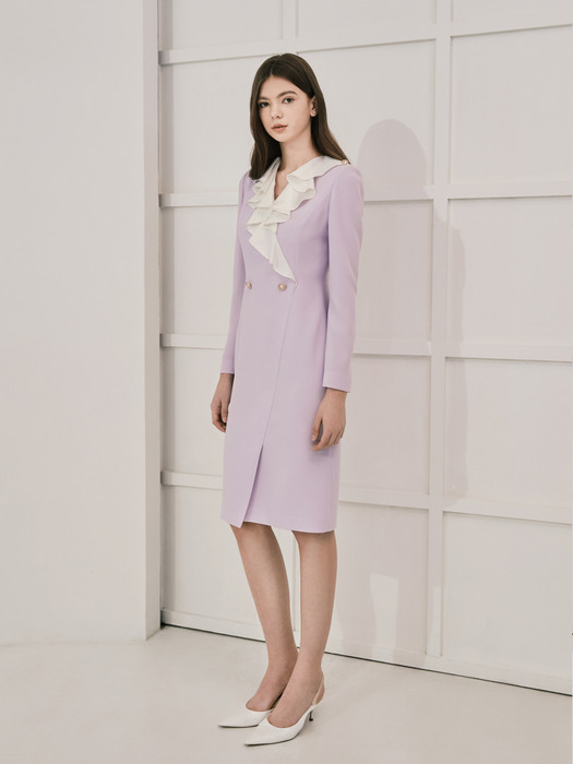 IRINA / Ruffle Collar H-line Dress(violet)