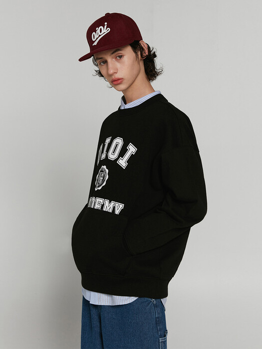 POCKET VARSITY SWEATSHIRTS [BLACK]