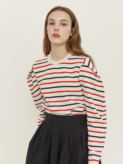 [N]YONGNUNI Long sleeve stripe T-shirt (Navy&Red)