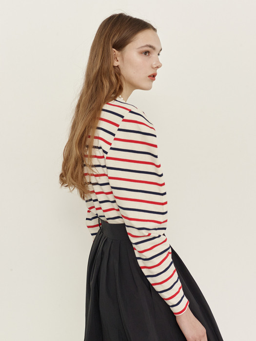 [N]YONGNUNI Long sleeve stripe T-shirt (Navy&Red)