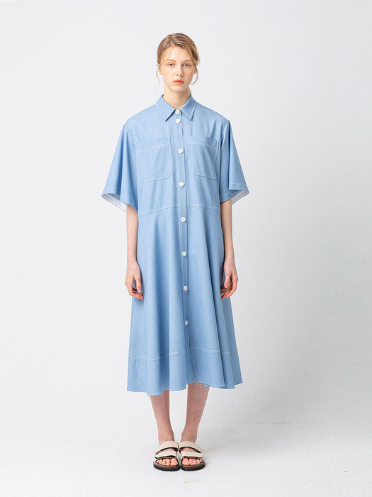 Oversize Low Waist Dress_BLUE