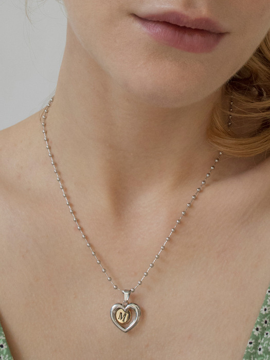 Initial coin with surgical ball chain necklace