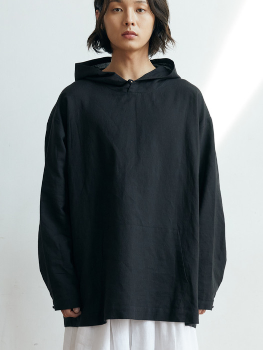 unisex linen hood black