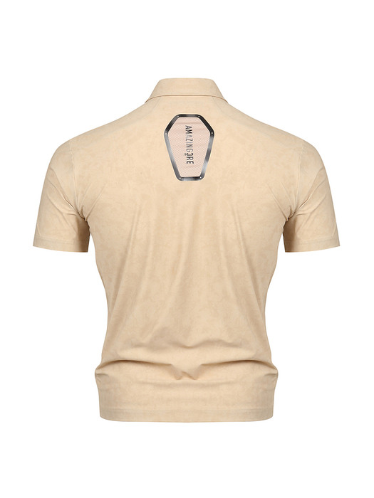 MEN SMOG PATTERN SWING-MOTION T-SHIRT BEIGE