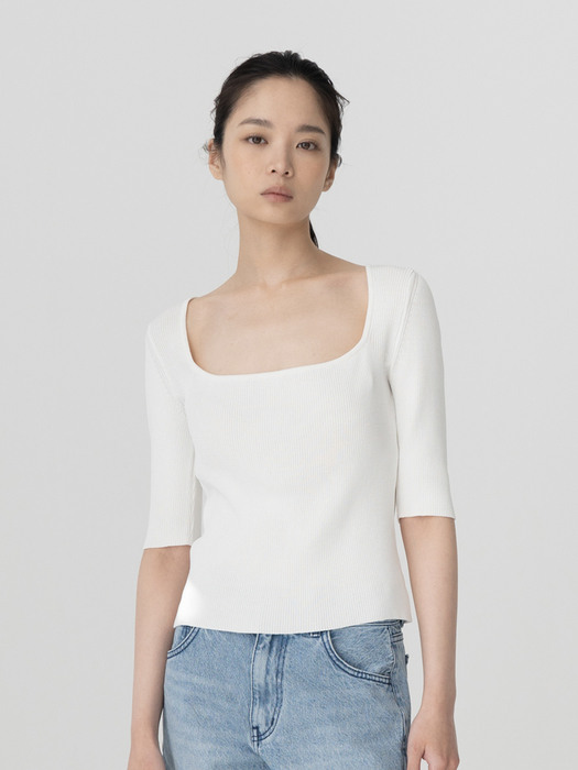 SQAURE-NECK SLIM KNIT (3 COLOR)